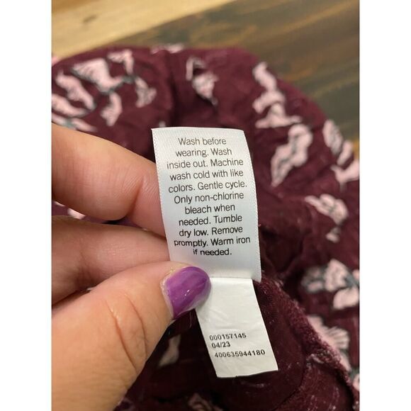 Sonoma 3/4 Sleeve Button Front Maxi Dress Plum Mauve Floral Plus Size 3X - Picture 12 of 12